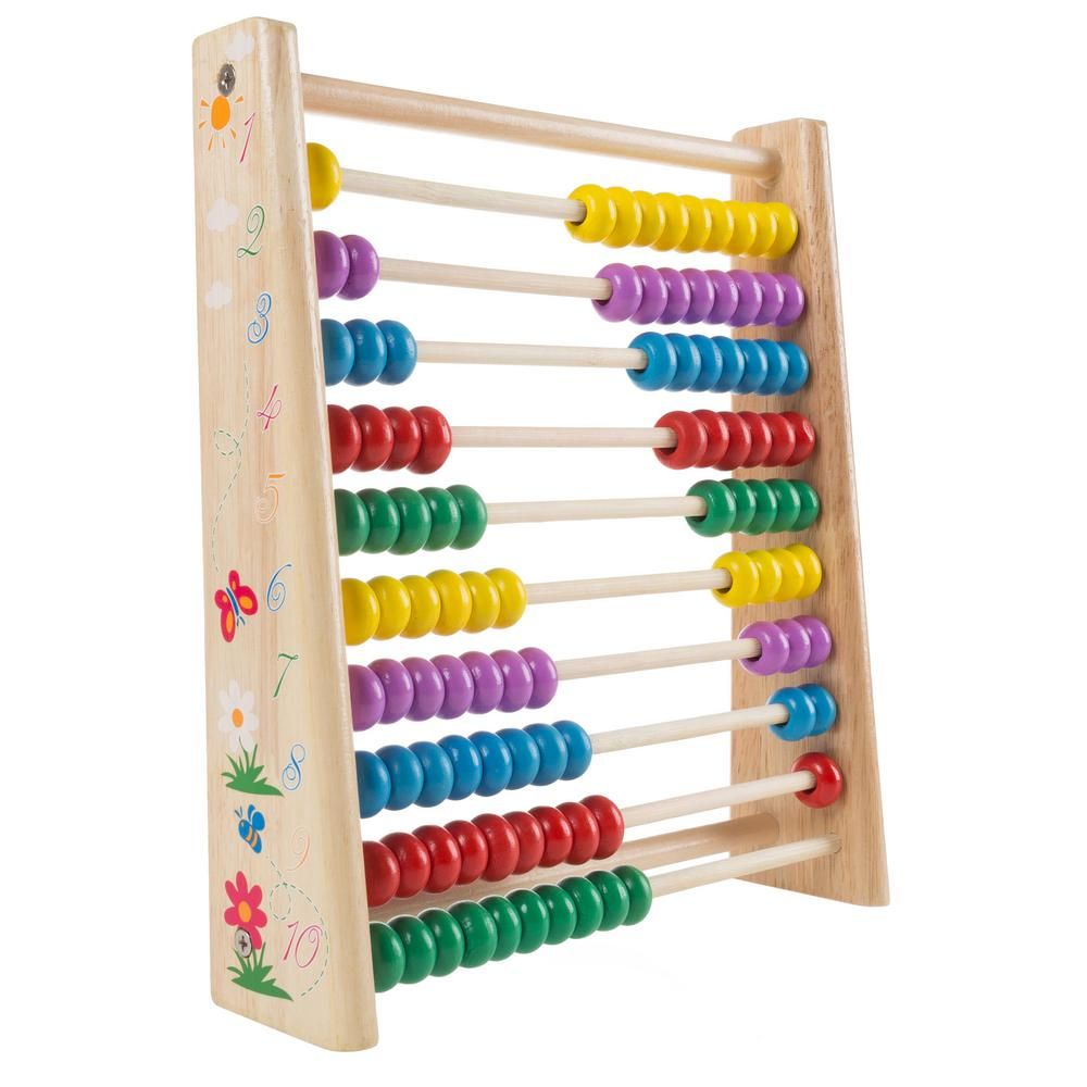 Hey! Play! Abacus Classic Wooden Educational Counting Toy with 100 Beads | The Home Depot
