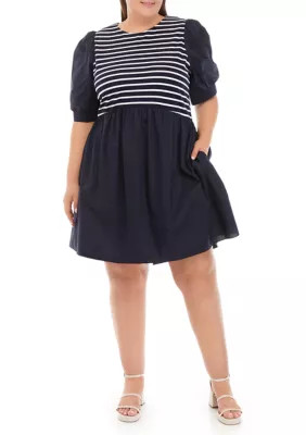 ENGLISH FACTORY Plus Size High Low Knit Combo Dress | Belk