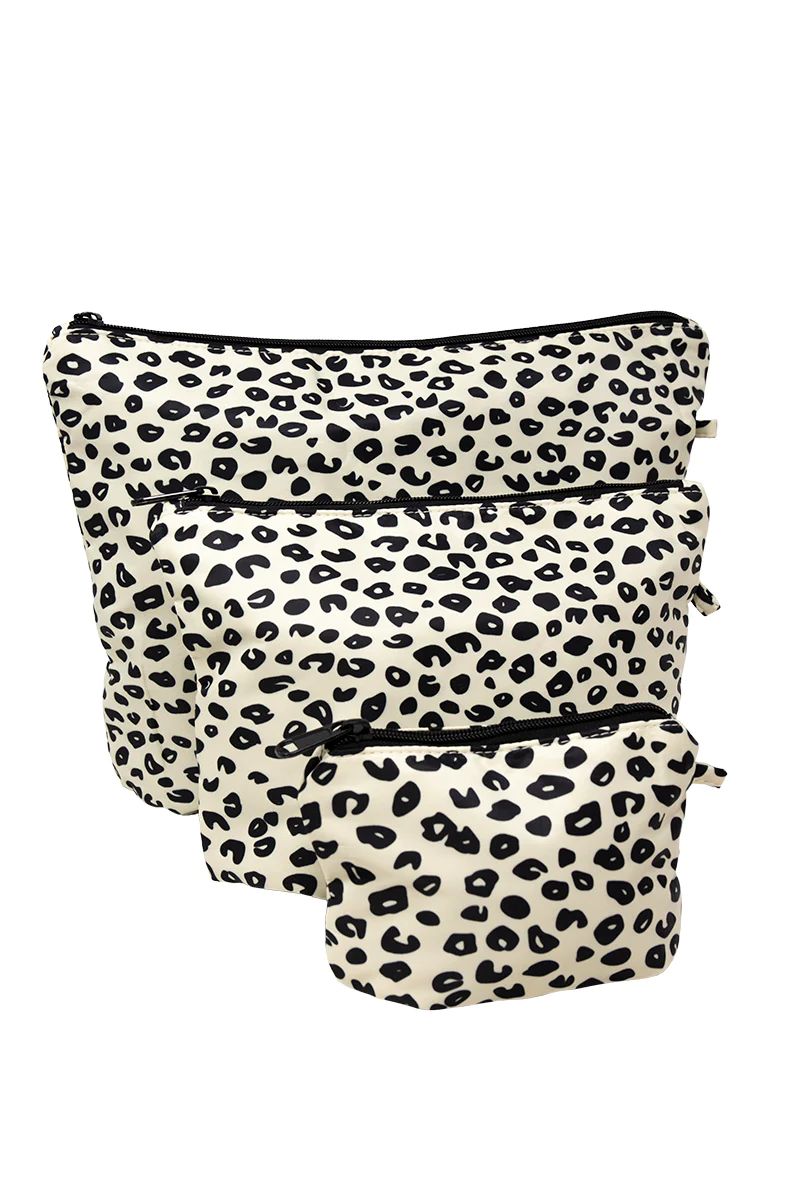 Make Your Plans Leopard 3 Set Makeup Pouches DOORBUSTER | Pink Lily