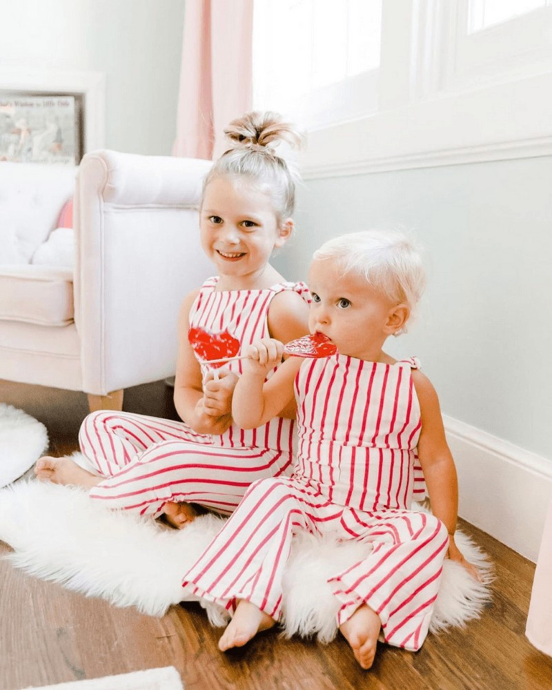 Kellyn Bell Bottom Suspender Jumpsuit - Hot Pink Stripe | Bailey's Blossoms