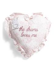 18x18 The Drama Loves Me Embroidered Toile Heart Shape Pillow | TJ Maxx