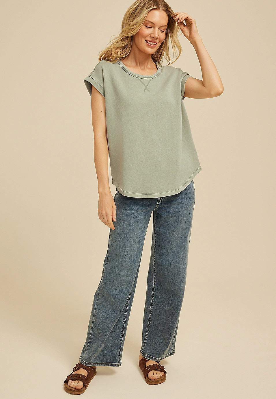 Washed Terry Short Sleeve Tee | Maurices