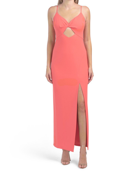 Made In Usa Twist Front Gown With Cut Out Detail | TJ Maxx