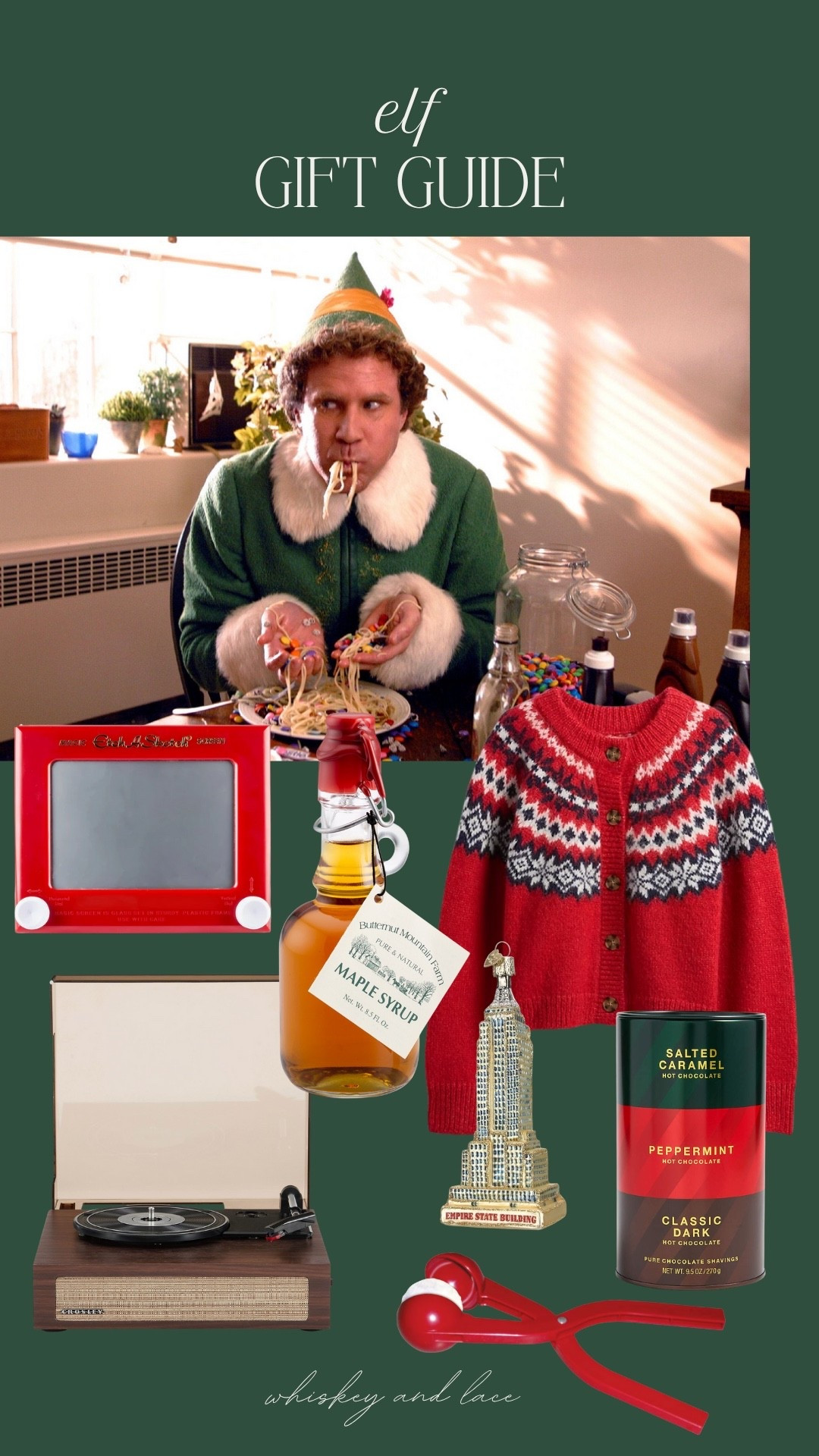 There’s something for everyone in this Elf inspired gift guide. If you’re looking for kids, not much tops a good old fashioned Etch A Sketch or a snowball maker! For the ladies, this fair isle sweater is so cute and for the gentlemen, a record player! 🎁

#LTKSeasonal #LTKHoliday #LTKGiftGuide