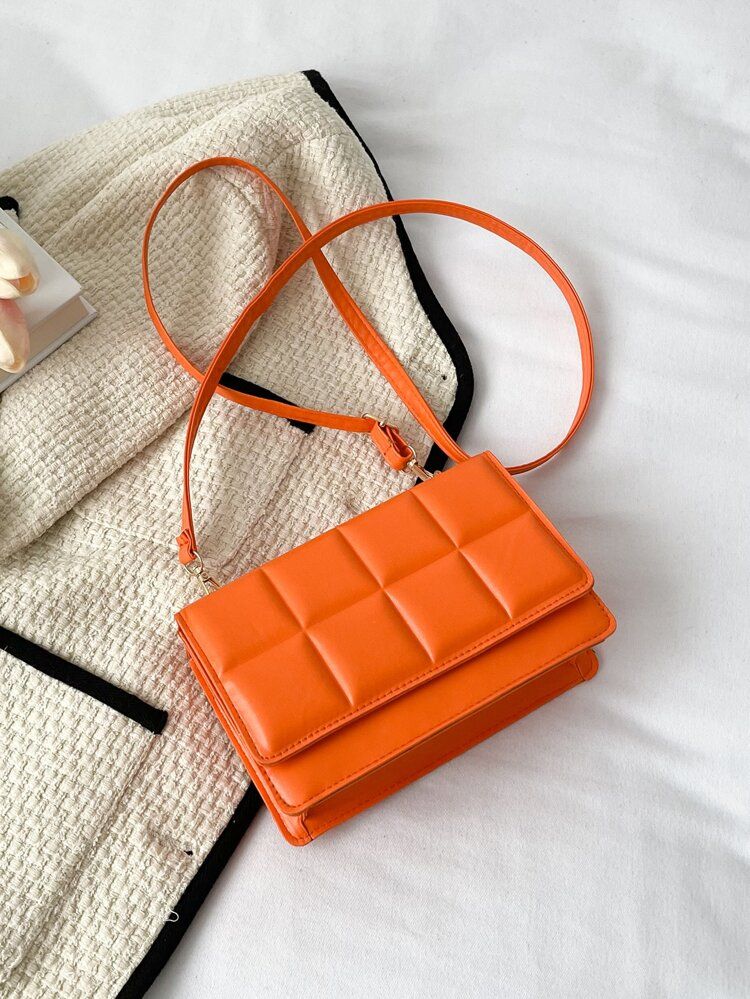 Mini Neon Orange Square Bag | SHEIN