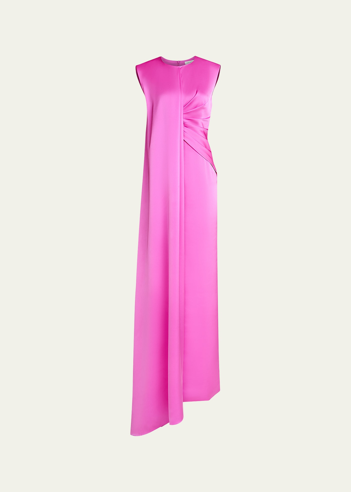 Halston Tara Pleated Draped Satin Column Gown | Bergdorf Goodman