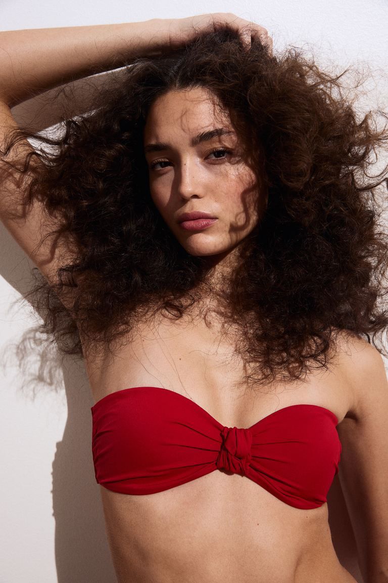 Padded Bandeau Bikini Top - Red - Ladies | H&M US | H&M (US + CA)