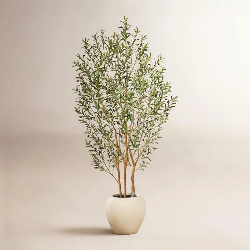 This artificial olive tree brings a touch of nature-inspired texture to your space with its lifel... | Wayfair North America