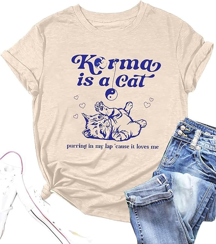 DUTUT Cat Shirts for Women Cat Lover Gift Shirts Vintage Letter Singer Fan Gift Tee Music Lovers ... | Amazon (CA)