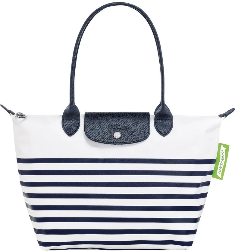 Small Le Pliage Marinière Recycled Nylon Canvas Shoulder Tote | Nordstrom