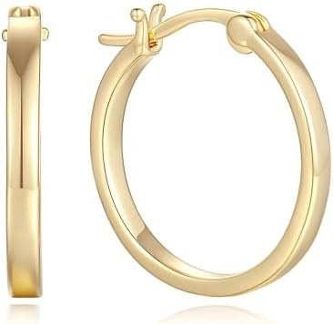 14K Gold Hoop Earrings for Women Gold Earrings for Women Lightweight Classic Square Tube Earrings... | Amazon (US)