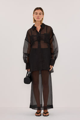 SIAN BLACK SILK ORGANZA SHIRT | DISSH