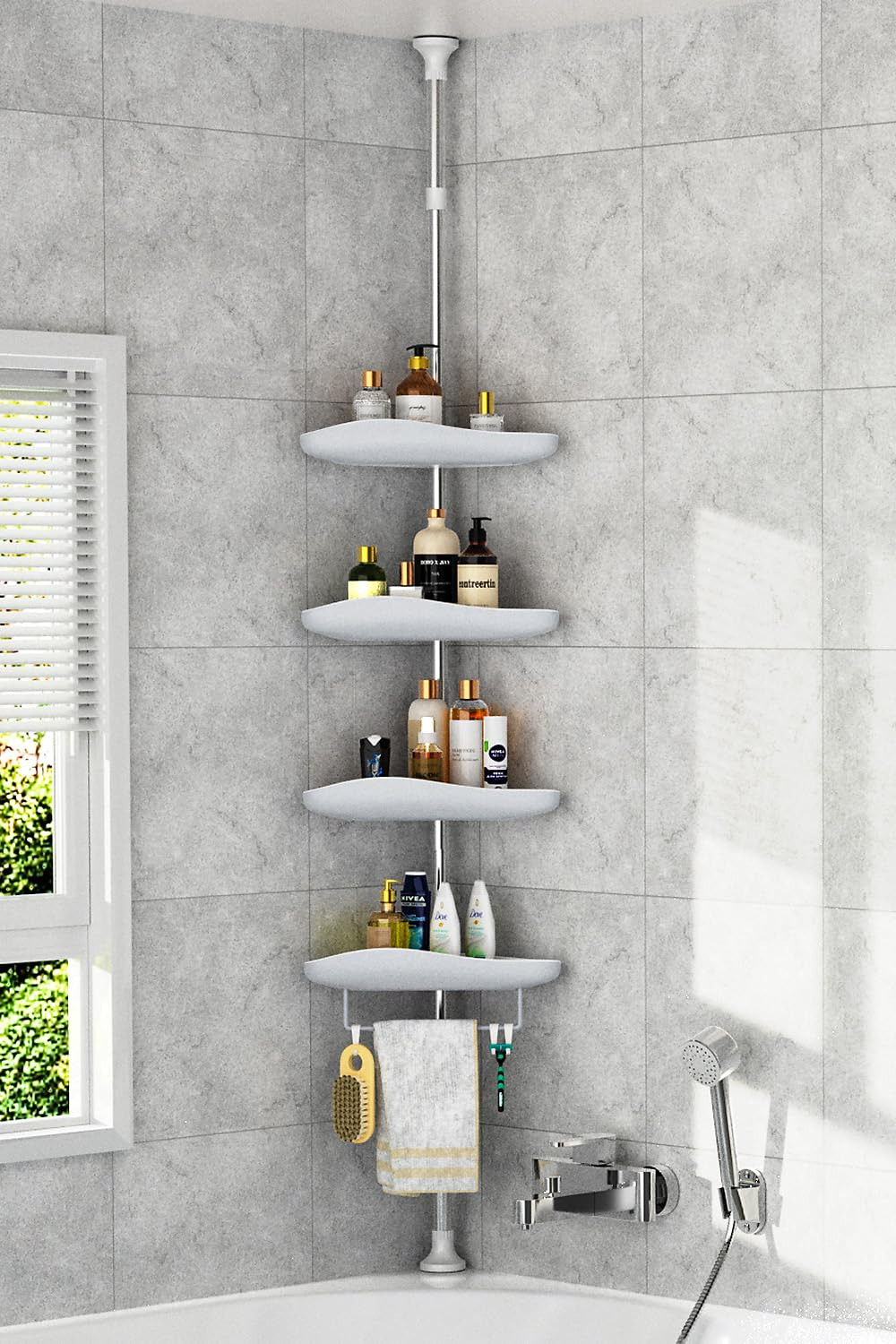Epicano Corner Shower Caddy Tension Pole-56-115 INCH, 4-Tier Adjustable Shower Shelves with Tensi... | Amazon (US)