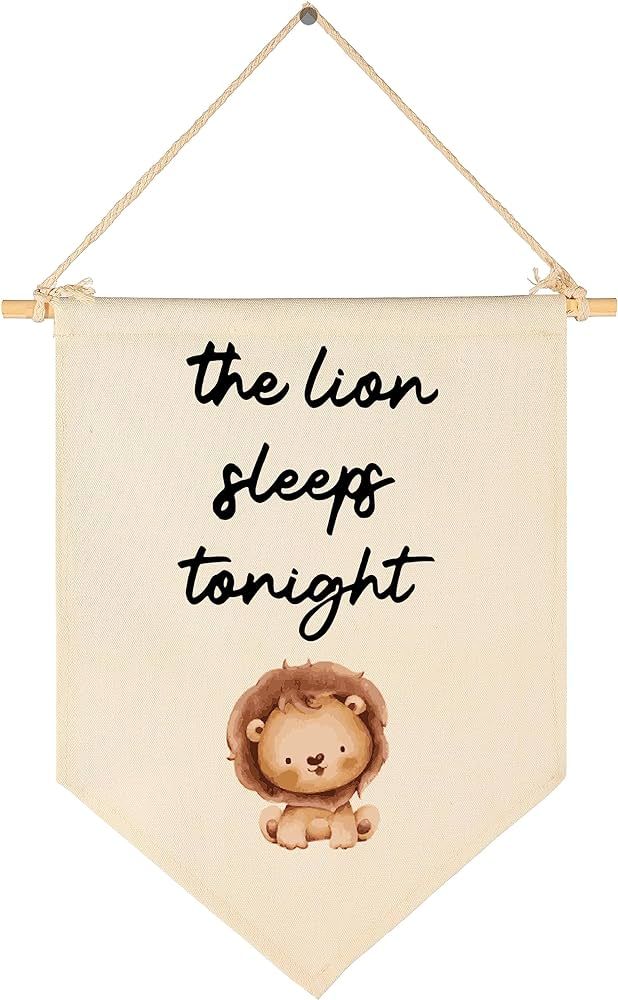 the Lion Sleeps Tonight-Flag Sign Gifts for Baby Newborn Boys Kids-Banner Wall Decor Gifts for Nu... | Amazon (US)