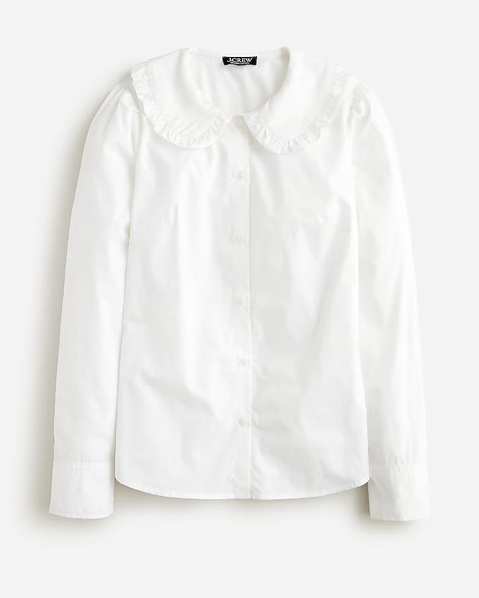 Ruffle-collar shirt in cotton poplin | J.Crew US