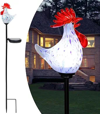 Afirst Solar Garden Stake Light, Hand Blown Glass Rooster for Yard Decor | Amazon (US)
