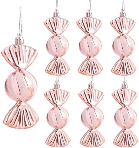 KTKDE Rose Gold 4.72Inch Christmas Ball Candy 24Pcs Ornaments Set Decorations Shatterproof Candy ... | Amazon (US)