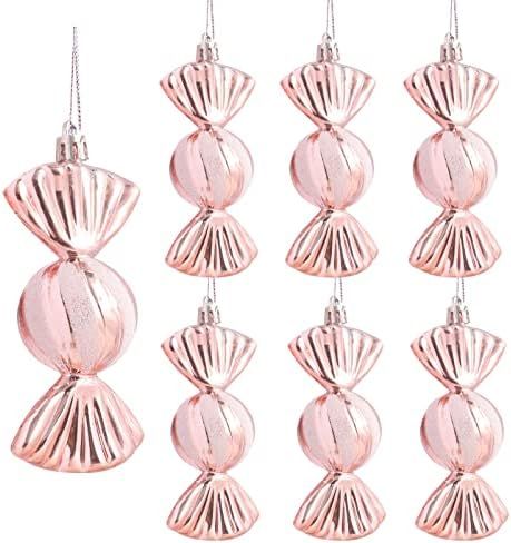 KTKDE Rose Gold 4.72Inch Christmas Ball Candy 24Pcs Ornaments Set Decorations Shatterproof Candy ... | Amazon (US)
