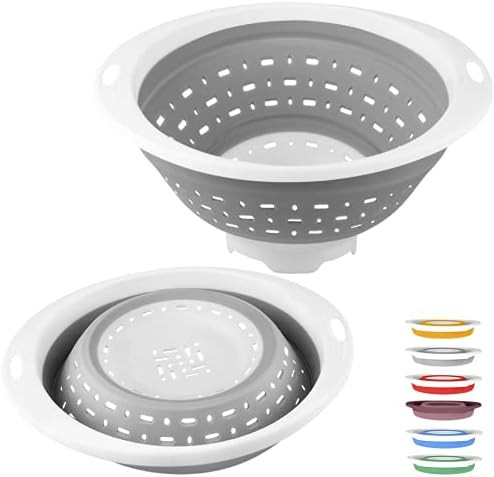 QiMH Collapsible Colander and Strainer, 5 Quart(1.25 gal), Heavey Duty Kitchen Drainer Basket for... | Amazon (US)