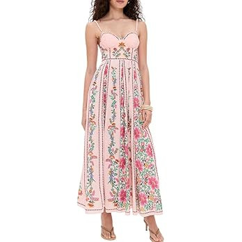 Women's Boho Print Dress Sleeveless Backless Halter High Waist A Line Beach Vacation Long Dress | Amazon (US)