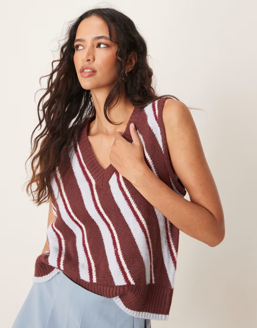 Neon Rose diagonal striped sweater vest in multi | ASOS (Global)