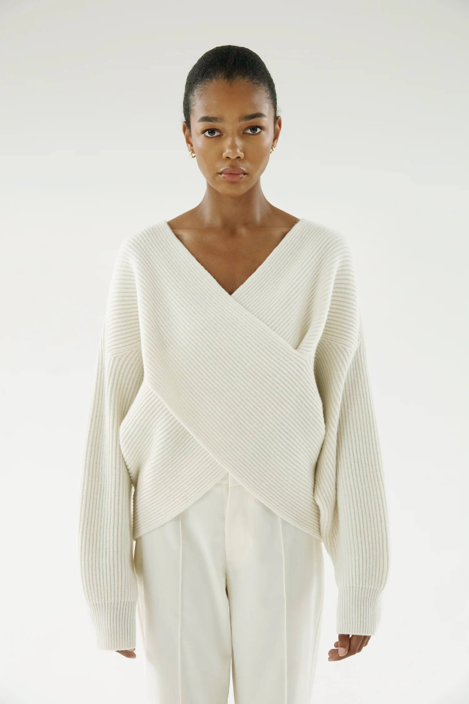 Gia Cross Wrap Sweater, ivory | Almada Label