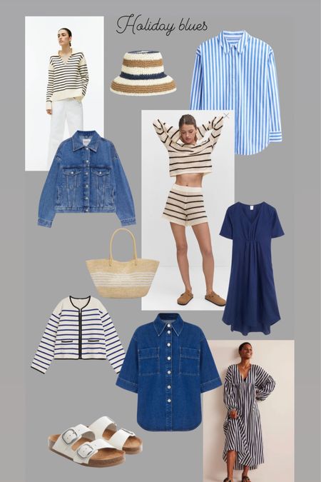 Nautical blues for the perfect summer. Denim, stripes, crochet, bucket hats and navy linen dresses. 