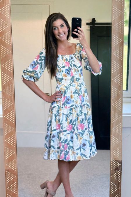 I love this floral midi dress! It's perfect to wear as an everyday look or for a brunch date! #springdress #outfitinspo #fashionfinds #vacationlook 

#LTKFindsUnder100 #LTKStyleTip #LTKSeasonal
