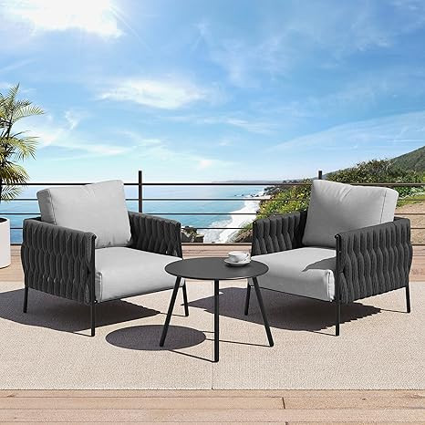 EAST OAK Life Chatter 3 Pieces Patio Furniture Set, Armchairs with Coffee Table, Outdoor Furnitur... | Amazon (US)
