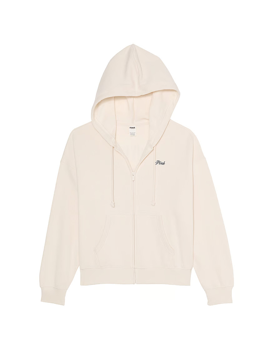 Buy Ivy Fleece Campus Full-Zip Hoodie, Hydrangea Blue - Order Hoodies & Sweatshirts online - PINK... | Victoria's Secret (US / CA )
