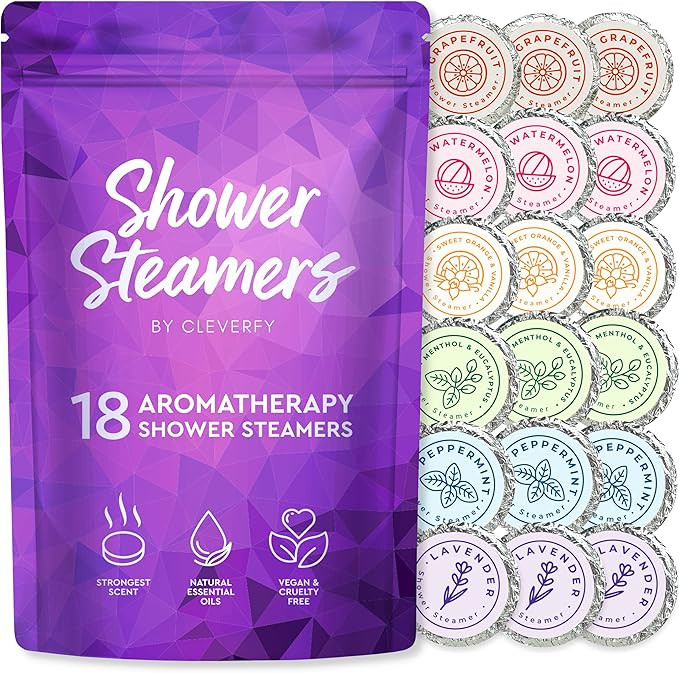 Cleverfy Aromatherapy Shower Steamers - 18 Pack of Shower Bombs with Essential Oils. Purple Set: ... | Amazon (US)
