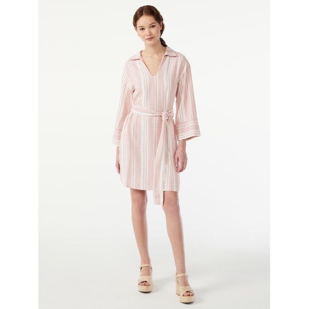 Free Assembly Women's Wide Sleeve Shirt Dress - Walmart.com | Walmart (US)