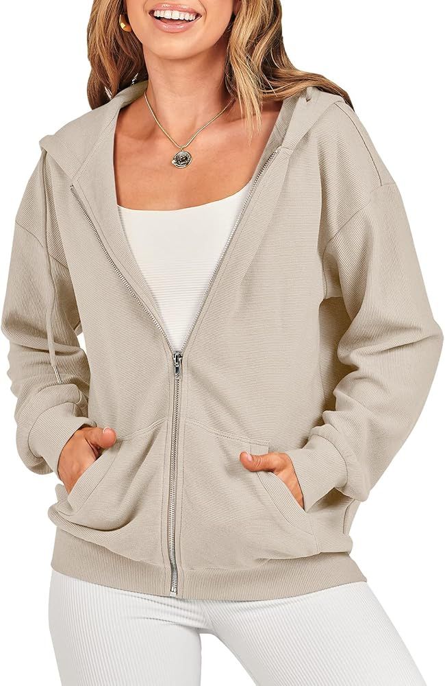 ANRABESS Womens Oversized Zip Up Hoodies Long Sleeve Fall Casual Sweatshirts Jacket Trendy Y2k Ho... | Amazon (US)