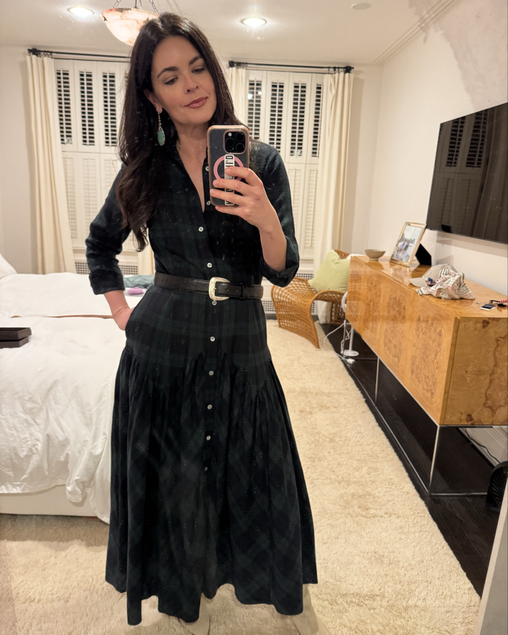 Love this dress for holiday and winter time! It’s so comfortable, flattering, and can be dressed up or down. It runs a little big, I sized down by one size. 

#LTKOver40 #LTKHoliday #LTKStyleTip