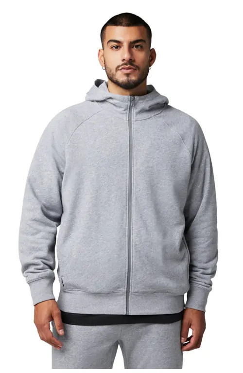 Fabletics The Year Round Terry Full Zip Hoodie in Classic Grey Heather at Nordstrom, Size Large | Nordstrom