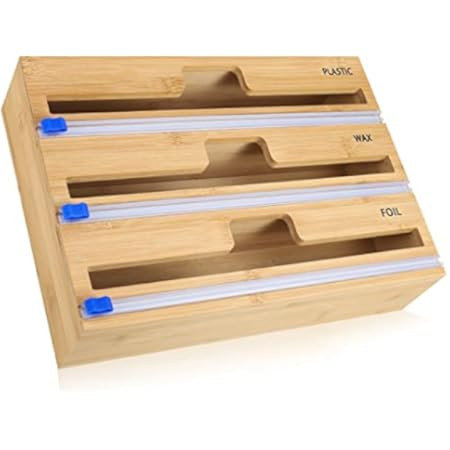 3 in 1 Wrap Dispenser with 6 Cutter and Labels, Plastic Wrap, Aluminum Foil and Wax Paper Dispenser  | Amazon (US)