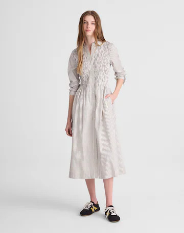 Smocked Midi Shirtdress in Poplin | Madewell