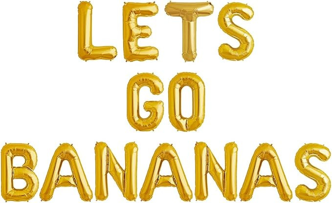 16" Lets GO Bananas Letter Banner Balloons for Tutti Frutti Balloon, Fruit Birthday Party, Twotti... | Amazon (US)