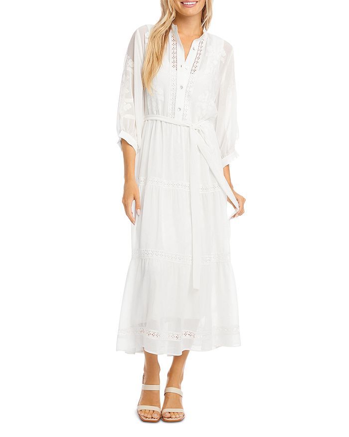 Embroidered Tiered Tie Front Dress | Bloomingdale's (US)
