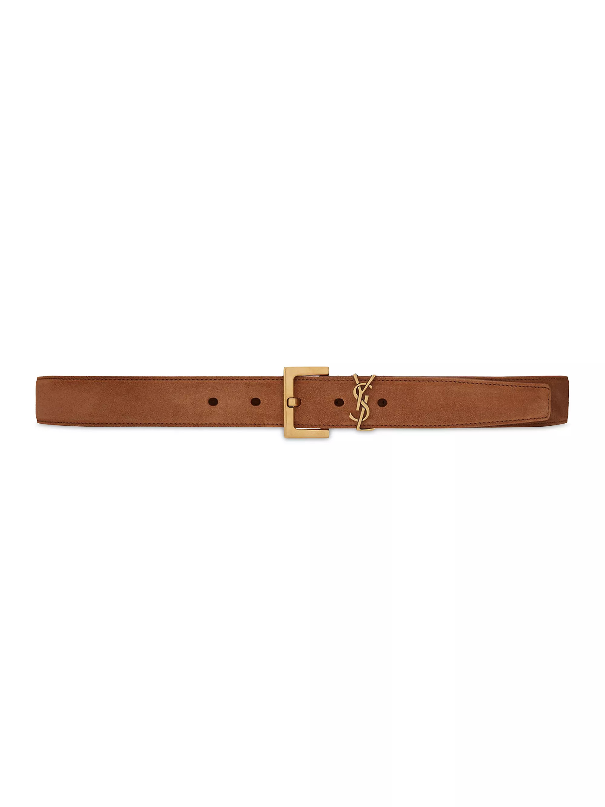 Saint LaurentCassandre Belt with Square Buckle in Suede | Saks Fifth Avenue