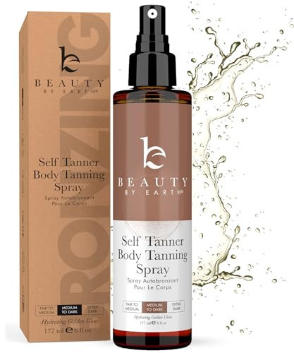 Self Tanner Spray - USA Made with Natural & Organic Ingredients, Fast Drying Spray Tan for Pale Skin, Non Toxic Gradual Tanning Spray, Sunless Tanning Water for Women & Men, Medium to Dark | Amazon (US)
