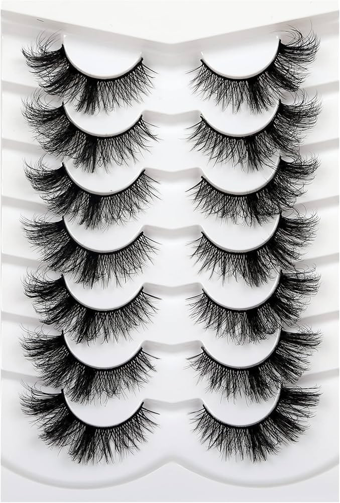 Pooplunch Fluffy Cat Eye Lashes False Eyelashes Wispy 18MM Curly Faux Mink Lashes 8D Volume Thick... | Amazon (US)