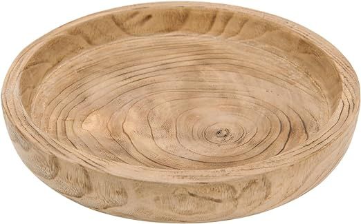 NIKKY HOME 12" Hand Carved Dough Bowls, Paulownia Wood Round Serving Bowl Decorative Wooden Tray,... | Amazon (US)