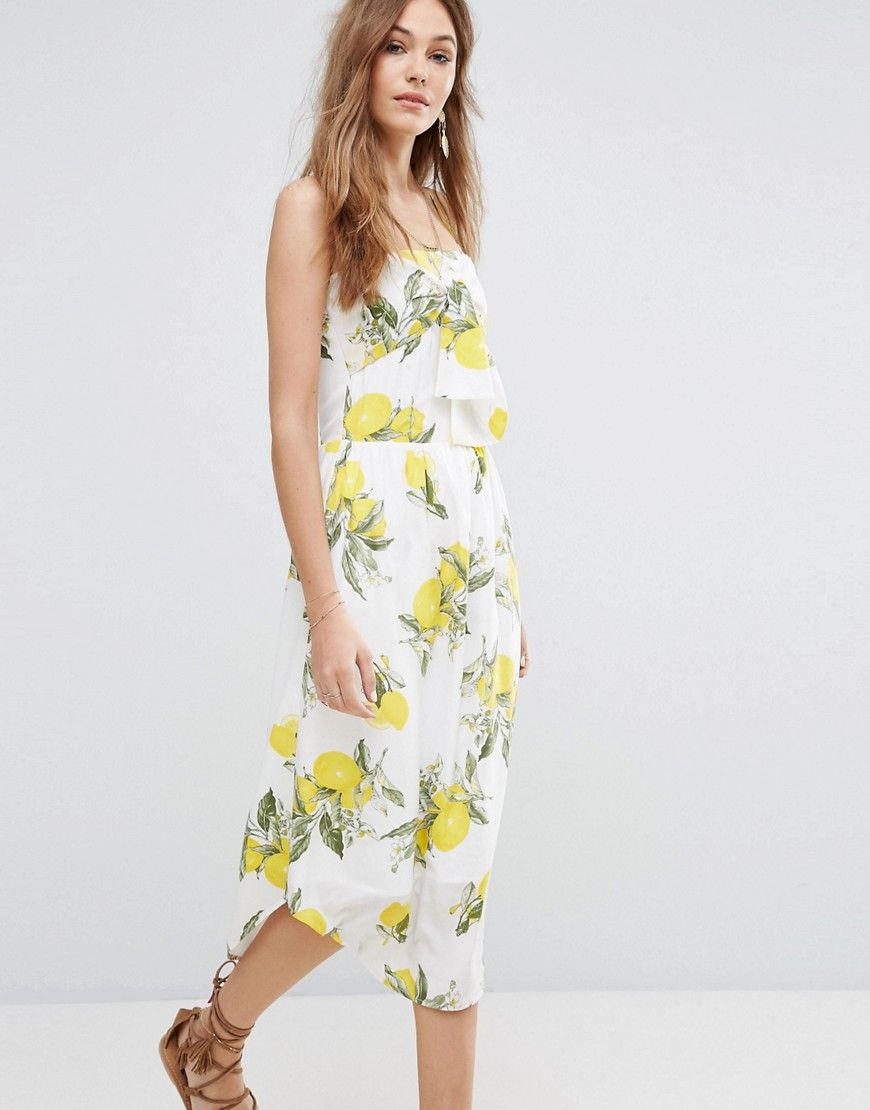 Moon River Bow Camisole Dress in Lemon Print - Multi | ASOS US