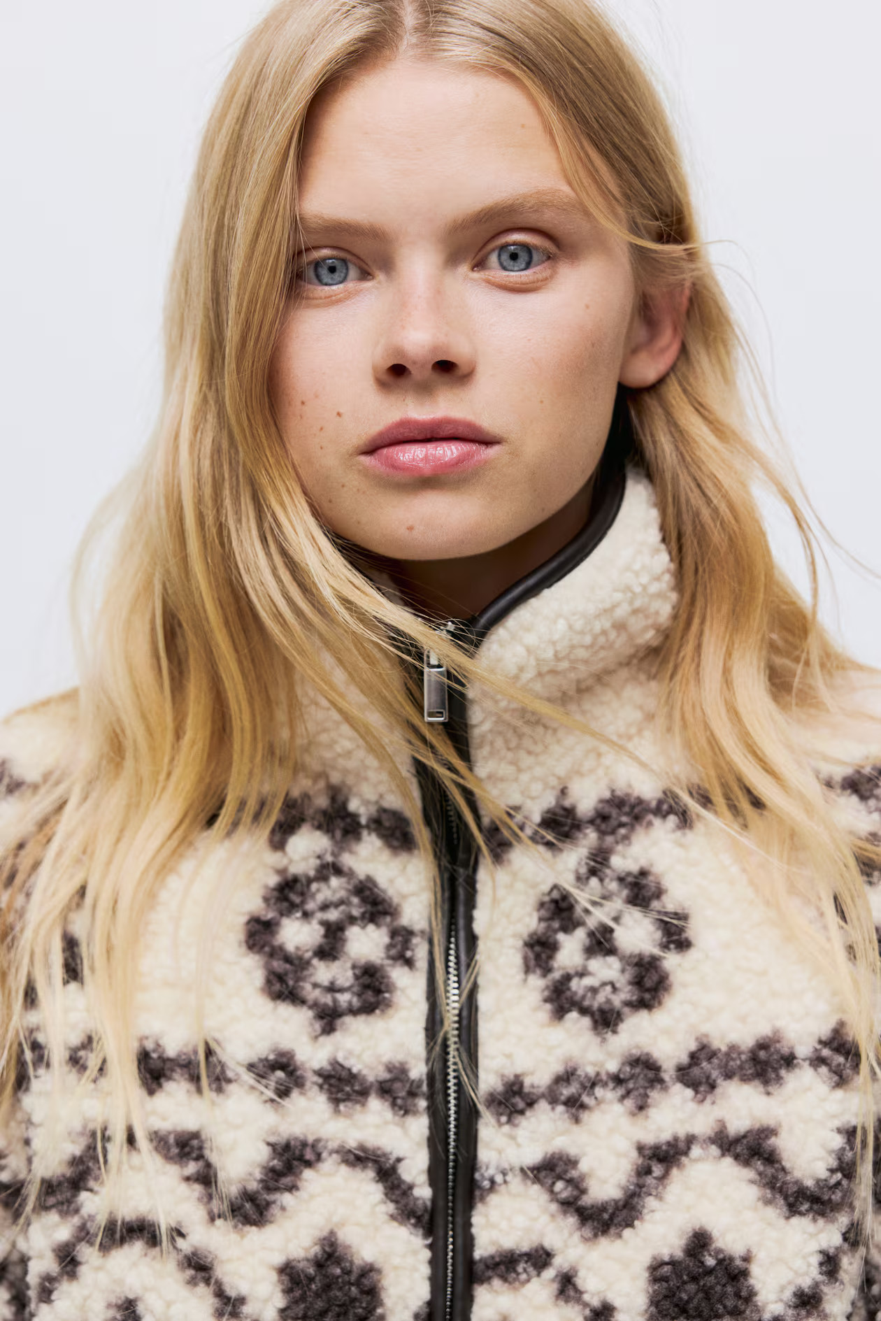 Teddy jacket - Light beige/Patterned | H&M GB | H&M (UK, MY, IN, SG, PH, TW, HK)