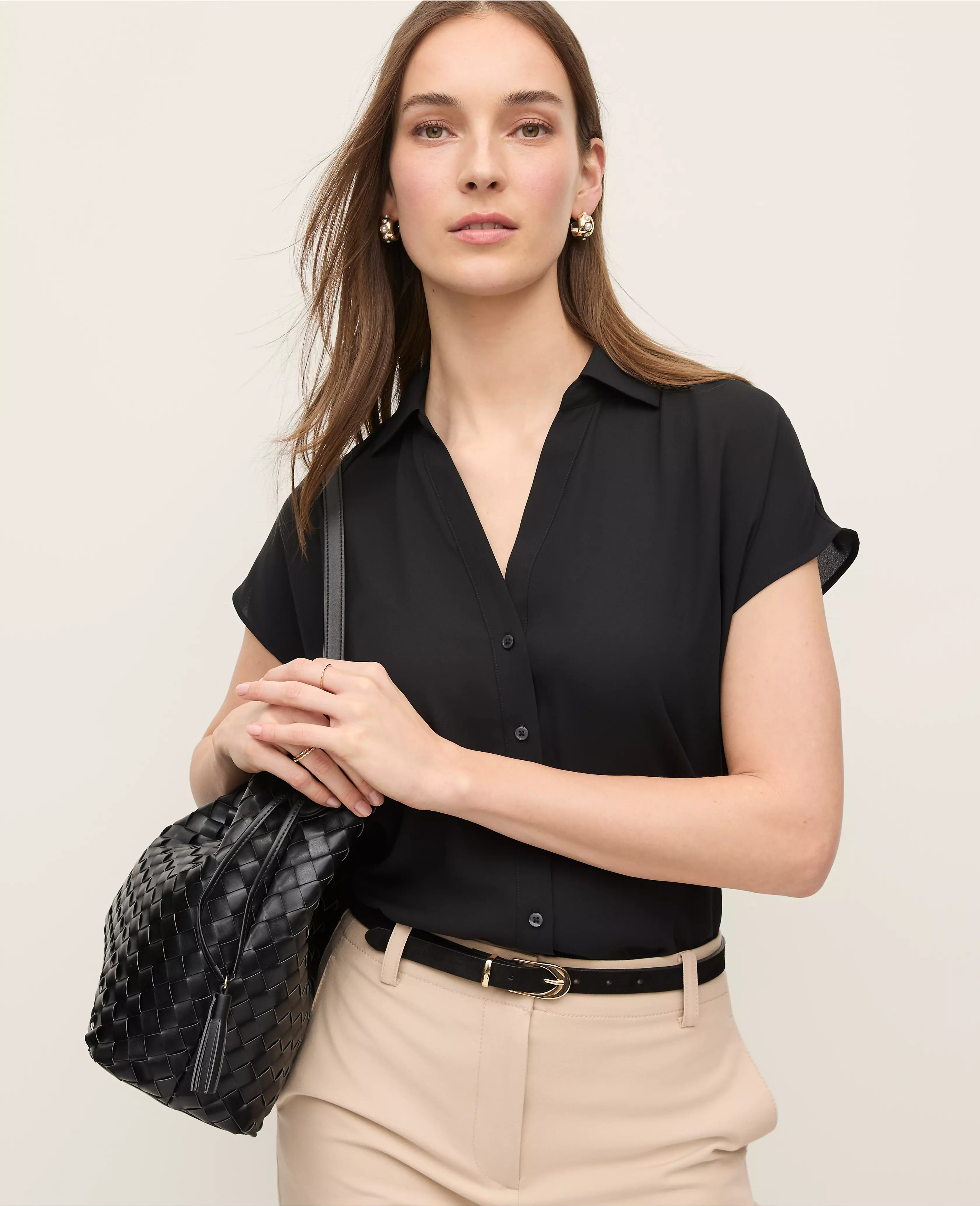 Petite Split Neck Blouse | Ann Taylor