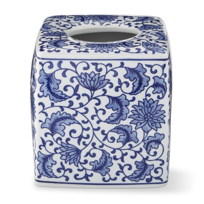 Blue and White Ceramic Tissue Holder | Williams-Sonoma