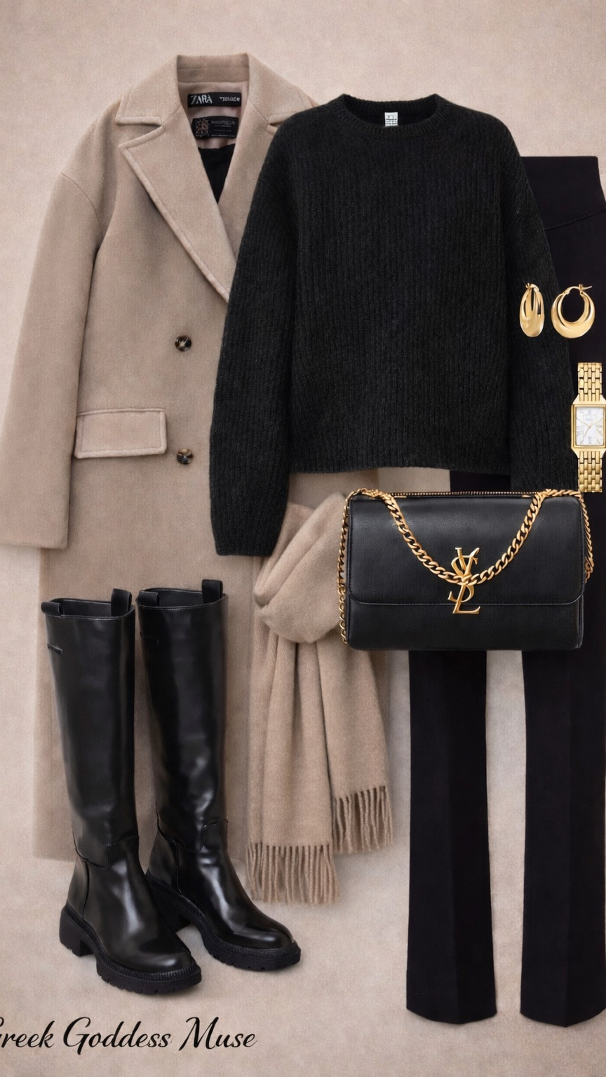 Fall Neutrals Done Right 🍂🤎
This is my go-to fall uniform! Long camel coat + all black + cozy scarf = instant elegance.

The outfit:
Taupe wool coat + black sweater + black trousers + knee-high boots + YSL bag + matching scarf

Why it works:
The long coat creates drama while staying practical. All black underneath keeps it sleek. And that taupe scarf? The perfect finishing touch that ties it all together.

Pro tip: A long coat over monochromatic black is the easiest way to look expensive without trying!

Perfect for park walks, coffee runs, or literally anywhere you want to feel put-together this fall.

#LTK #LTKstyletip #LTKfindsunder200 #LTKshoecrush #LTKitbag #FallFashion #CamelCoat #NeutralStyle #FallLayers #OOTD

#LTKSeasonal