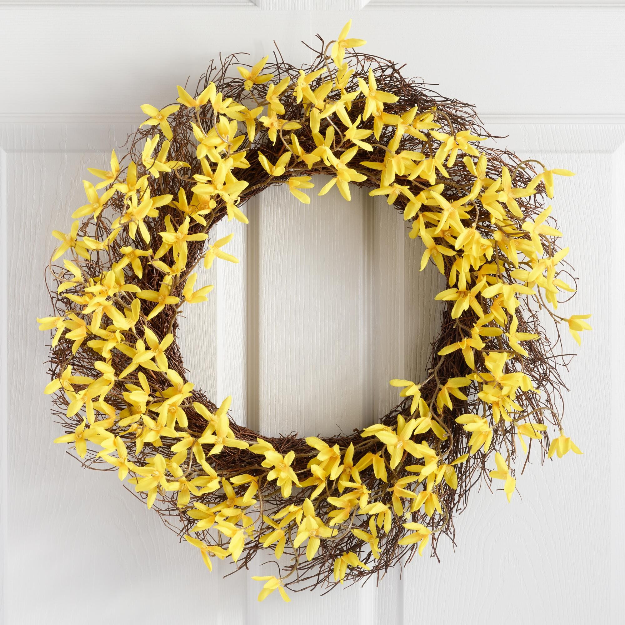 Yellow Faux Forsythia Wreath | World Market
