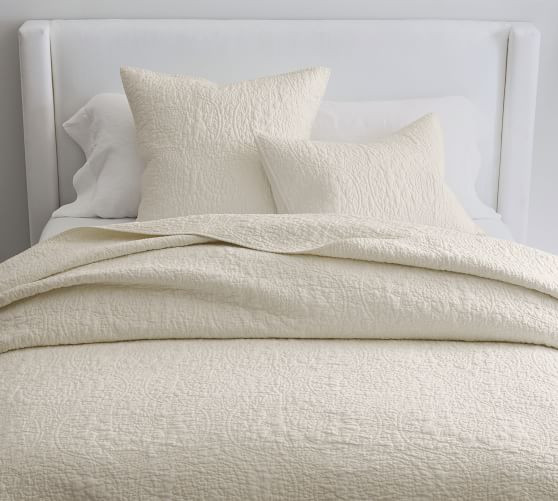 Belgian Flax Linen Floral Stitch Quilt | Pottery Barn (US)